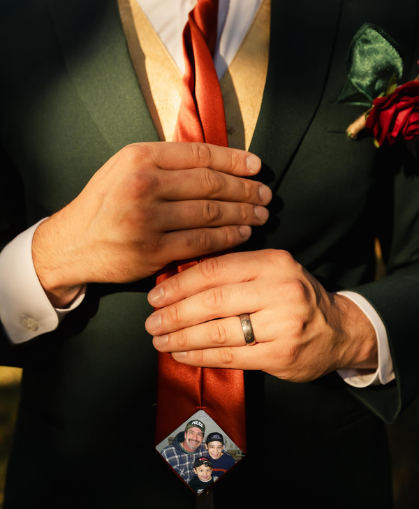 Personalized Wedding Tie Photo Patch – Peel & Stick, No Sew, Custom Gift