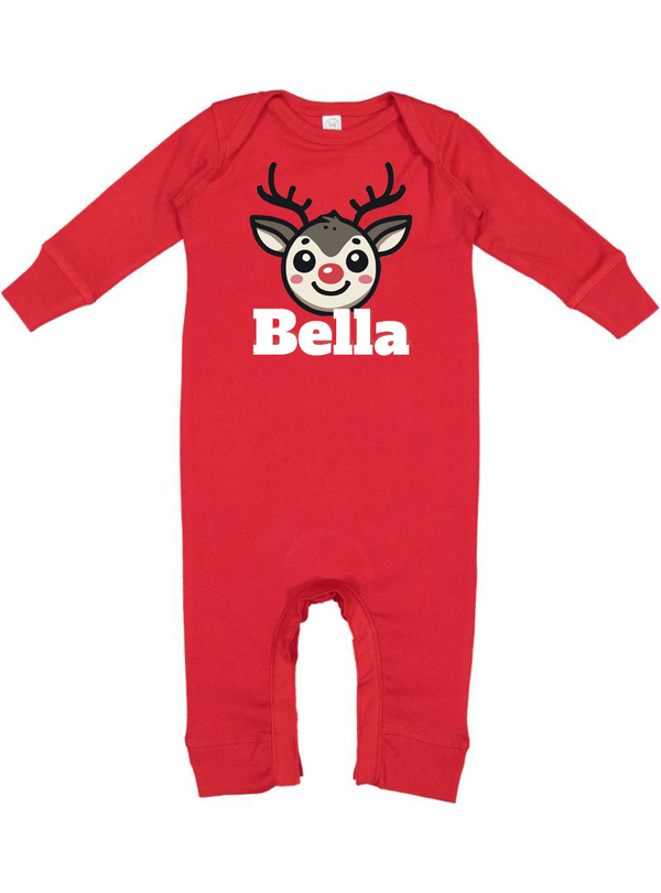 Personalized Christmas Reindeer Baby Coverall